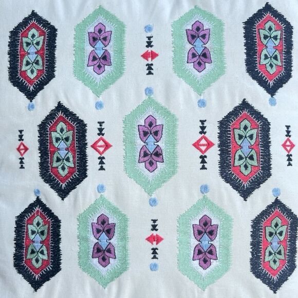 Vera Bradley Accent Throw Pillow Embroidered 17x17 Square Fringe - Picture 2 of 4